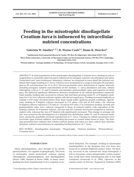 Feeding in the Mixotrophic Dinoflagellate Ceratium Furca Is Influenced by Intracellular Nutrient Concentrations