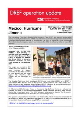 Mexico: Hurricane Jimena MDRMX003