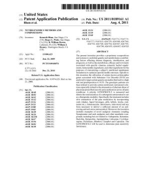 (12) Patent Application Publication (10) Pub. No.: US 2011/0189161 A1 Blum Et Al