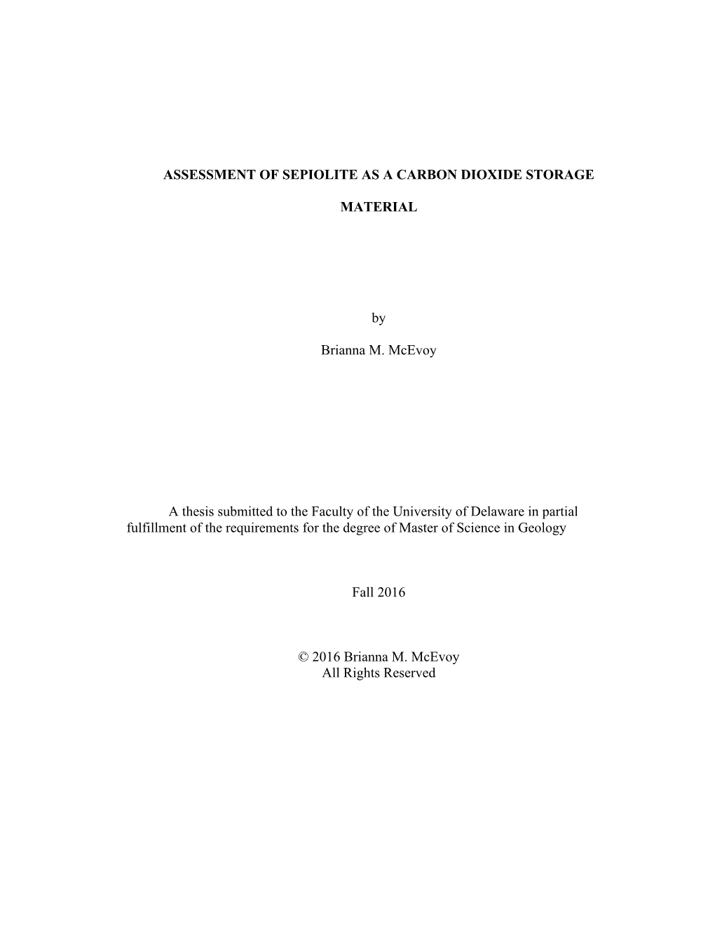 Assessment of Sepiolite As a Carbon Dioxide Storage