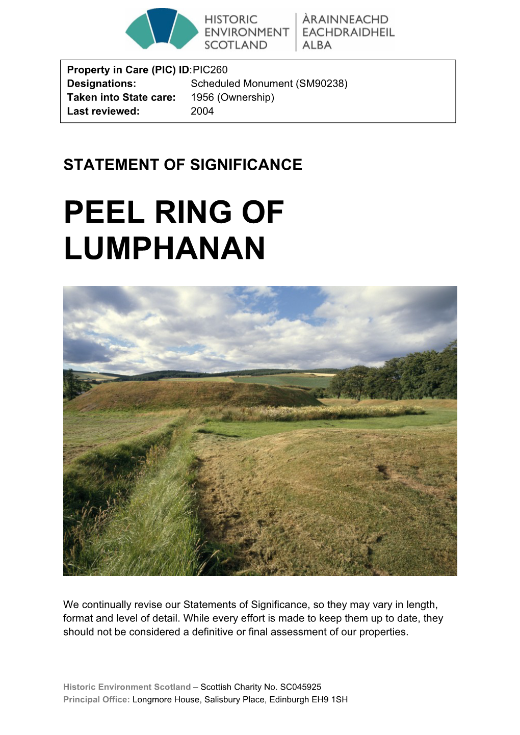 Peel Ring of Lumphanan Statement of Significance