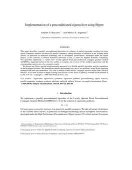 Implementation of a Preconditioned Eigensolver Using Hypre