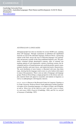 Australian Languages: Their Nature and Development - R