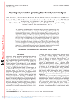 Physiological Parameters Governing the Action of Pancreatic Lipase