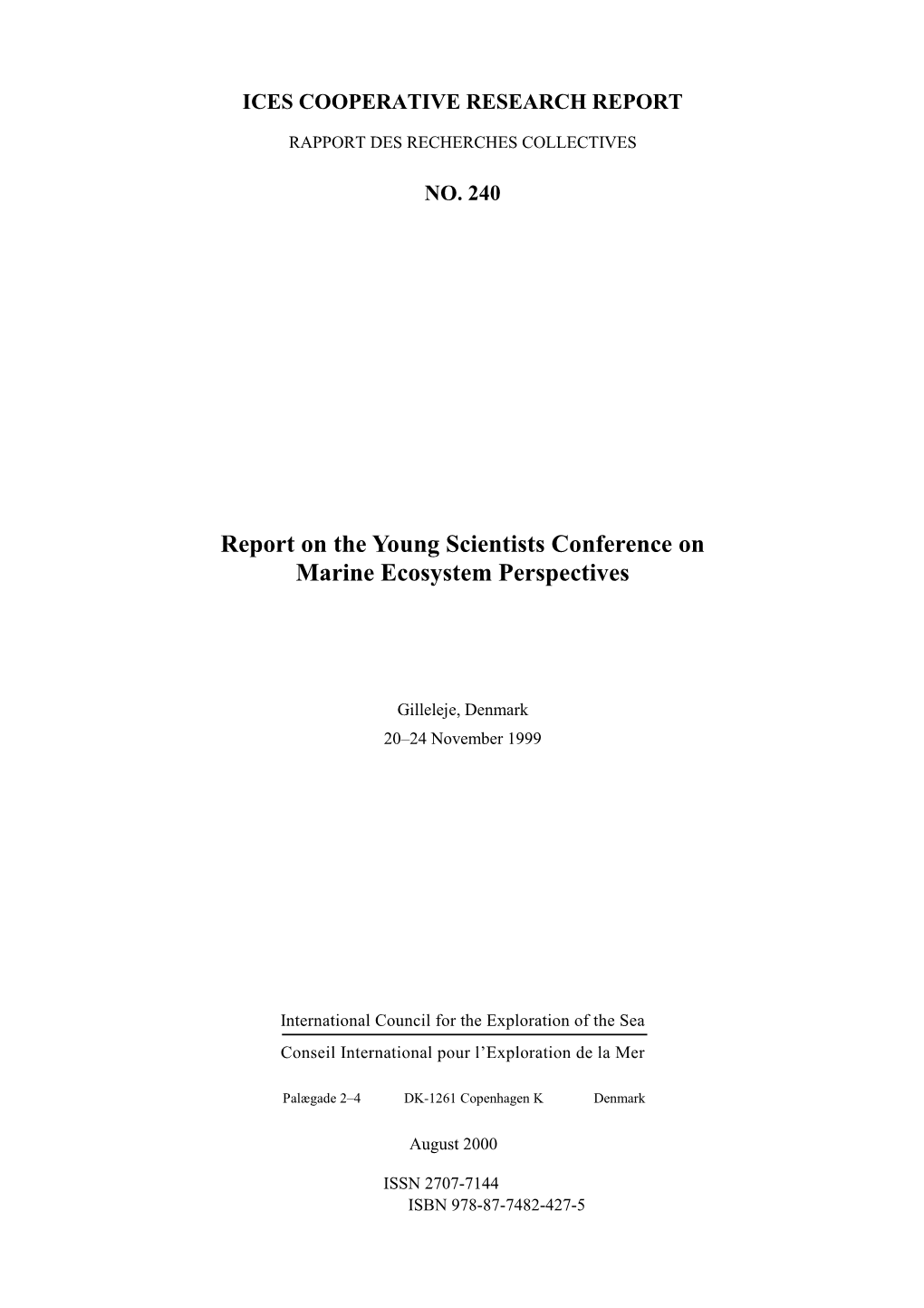 Report on the Young Scientists Conference on Marine Ecosystem Perspectives