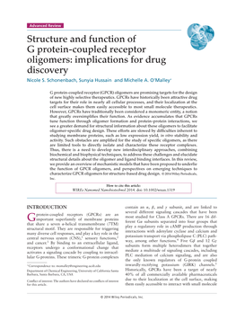 Structure and Function of G Protein-Coupled Receptor Oligomers: Implications for Drug Discovery Nicole S