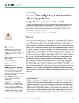 Intronic Cnvs Cause Gene Expression Variation in Human Populations