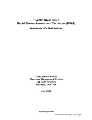 Tualatin River Basin Rapid Stream Assessment Technique (RSAT)