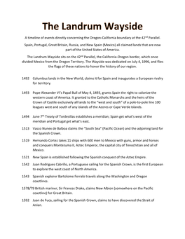 Landrum Wayside Sits on the 42Nd Parallel, the California-Oregon Border, Which Once Divided Mexico from the Oregon Territory
