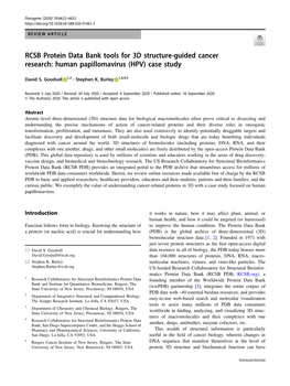 RCSB Protein Data Bank Tools for 3D Structure-Guided Cancer Research: Human Papillomavirus (HPV) Case Study
