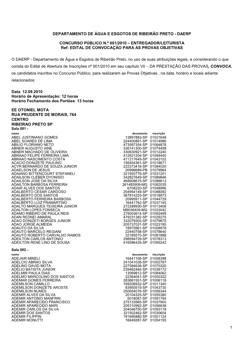 Edital De Convocação Para As Provas Objetivas