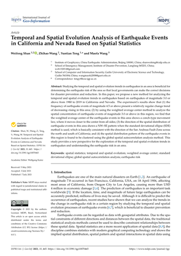 Temporal and Spatial Evolution Analysis of Earthquake Events in California and Nevada Based on Spatial Statistics