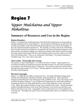 Region 7: Upper Mulchatna and Upper Hoholitna
