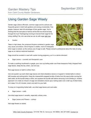 Using Garden Sage Wisely