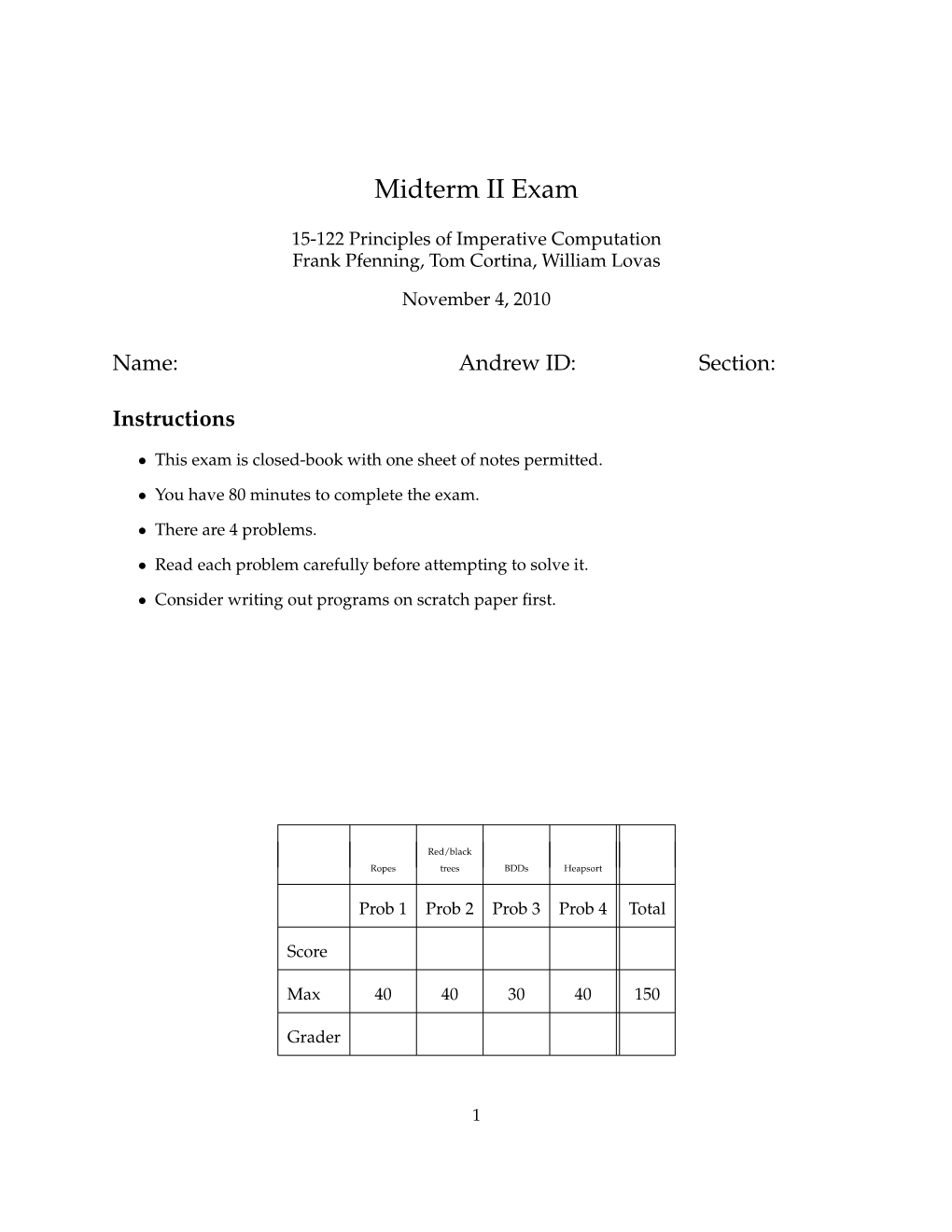 Midterm II Exam