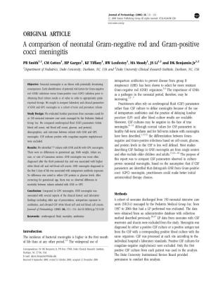 ORIGINAL ARTICLE a Comparison of Neonatal Gram-Negative Rod and Gram-Positive Cocci Meningitis