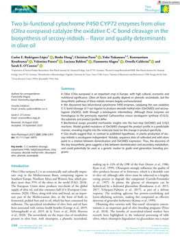 Two Bi‐Functional Cytochrome P450 CYP72 Enzymes from Olive (Olea Europaea) Catalyze the Oxidative C‐C Bond Cleavage in the B