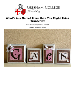 What's in a Name? More Than You Might Think Transcript