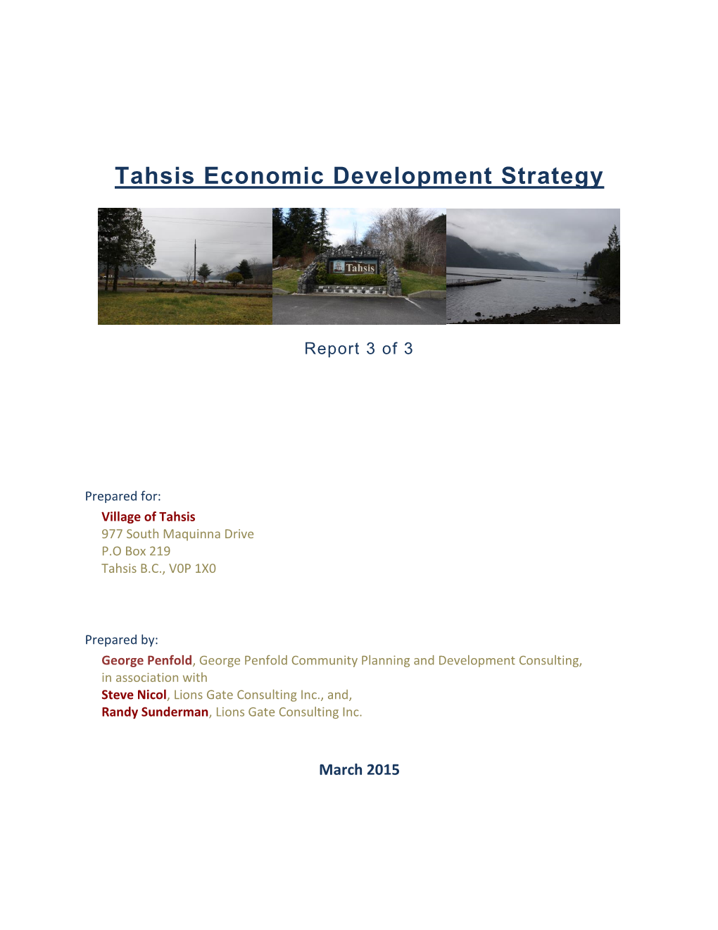 Tahsis Economic Development Strategy