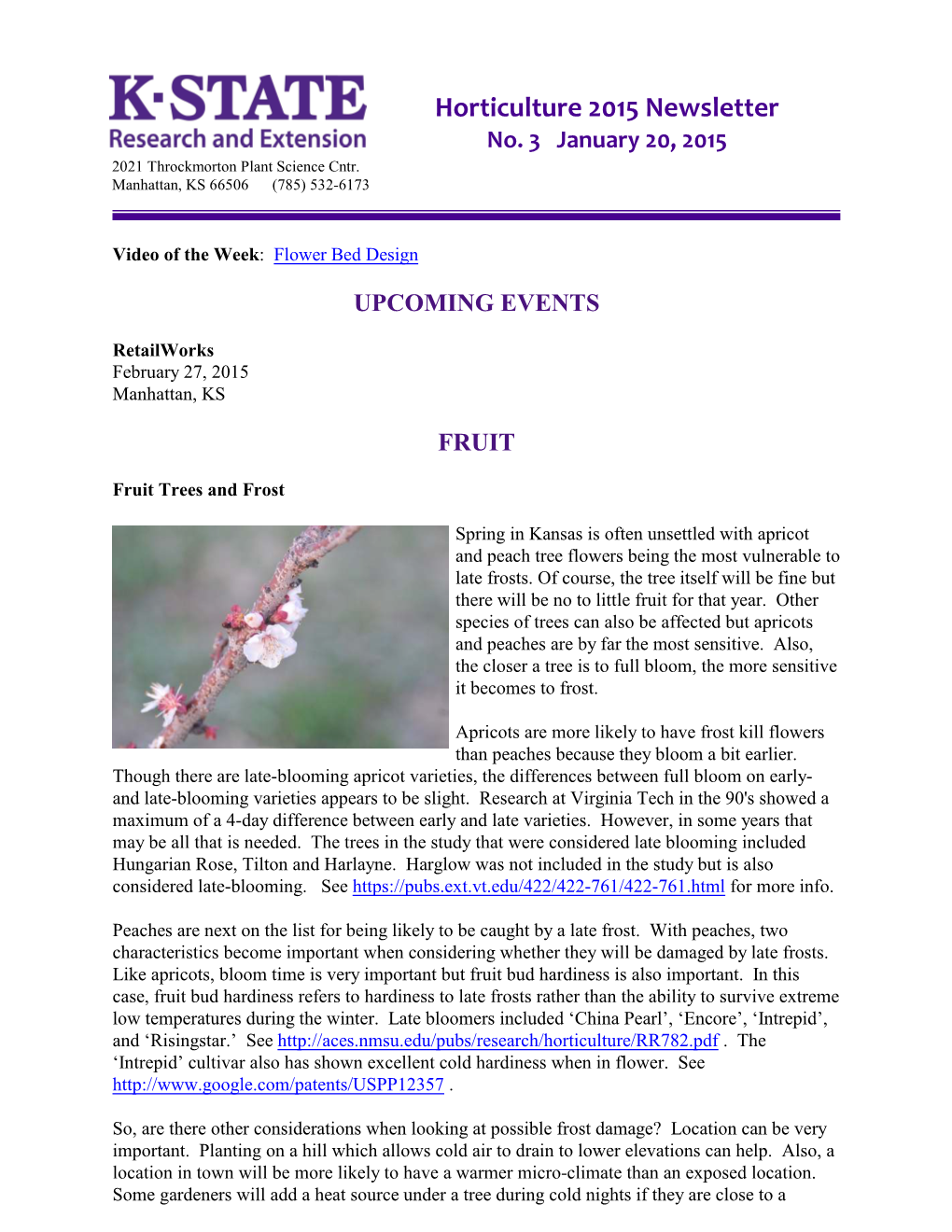 Horticulture 2015 Newsletter No