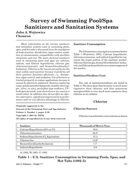 Survey of Swimming Pool/Spa Sanitizers and Sanitation Systems John A
