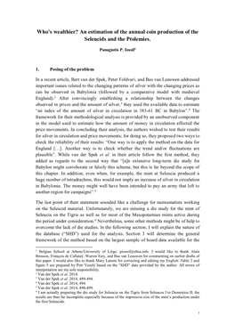 An Estimation of the Annual Coin Production of the Seleucids and the Ptolemies