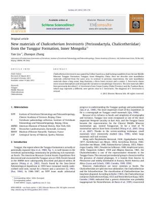 New Materials of Chalicotherium Brevirostris (Perissodactyla, Chalicotheriidae)