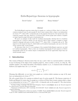 Erd˝Os-Hajnal-Type Theorems in Hypergraphs