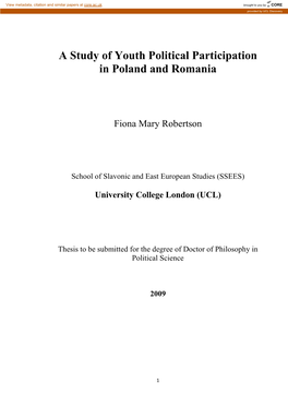 A Study of Youth Political Participation in Poland and Romania
