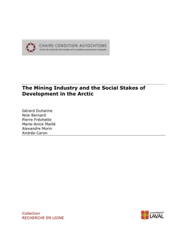The Mining Industry and the Social Stakes of Development in the Arctic