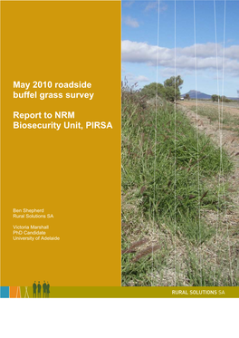 May 2010 Roadside Buffel Grass Survey Report to NRM Biosecurity