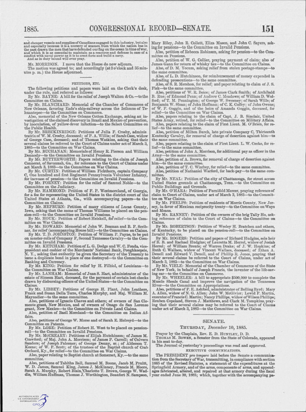 CONGRESSIONAL RECORD-SENATE. 151 and Cheaper Vessels and Supplies of Canadians Engaged in This Industry, but Also Mary Riley, .John R
