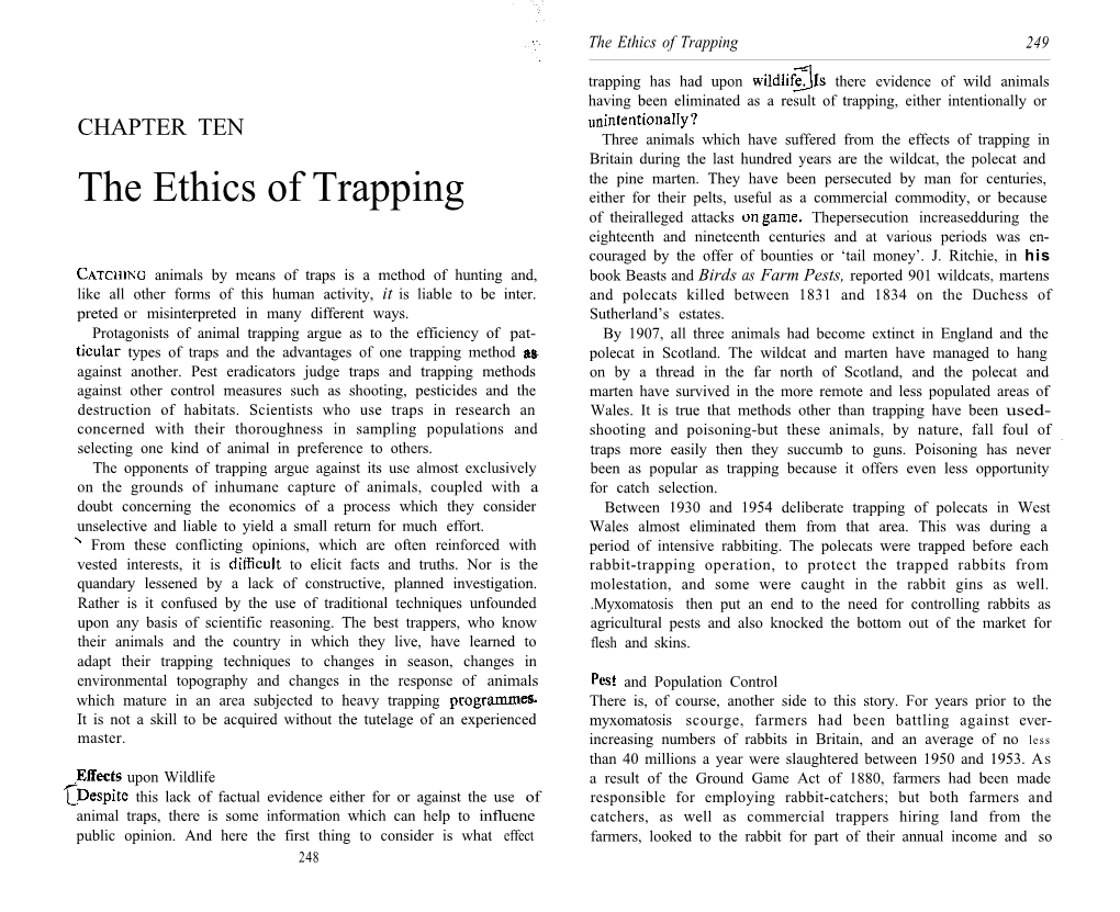 The Ethics of Trapping 249