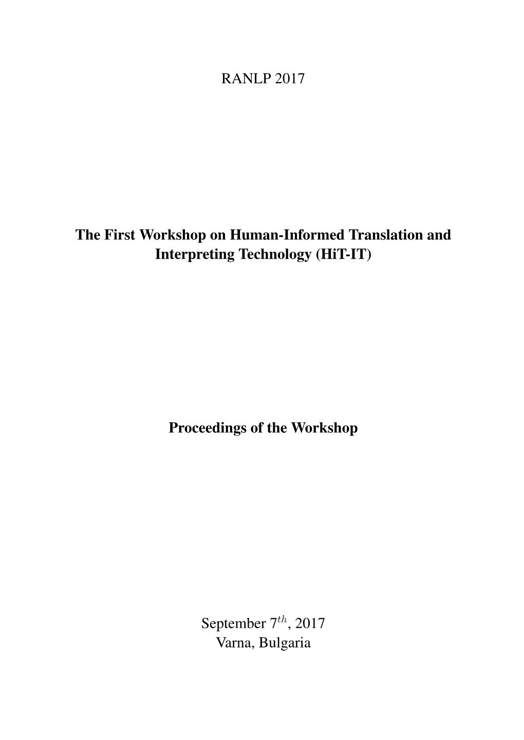 The Proceedings of the First Workshop on Human-Informed