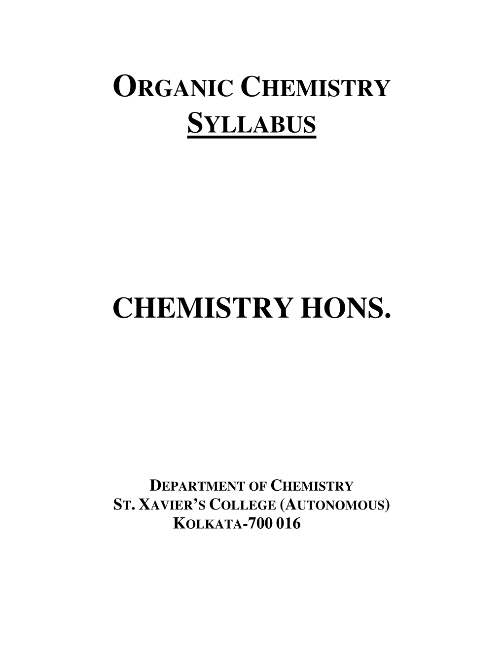 Organic Chemistry (Hons.)