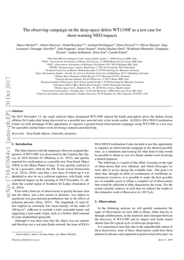 Arxiv:1710.07684V1 [Astro-Ph.EP] 20 Oct 2017 Signiﬁcant Non-Gravitational Perturbations Due to the Eﬀects of Radiation Pressure (Gray, 2015)