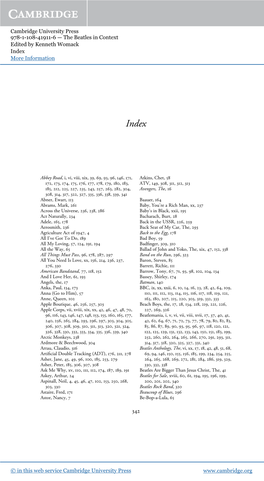 Cambridge University Press 978-1-108-41911-6 — the Beatles in Context Edited by Kenneth Womack Index More Information