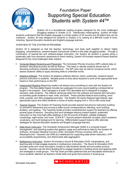 Supporting Special Education Students with System 44™