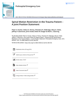 Spinal Motion Restriction in the Trauma Patient – a Joint Position Statement