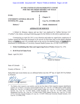 Case 15-31086 Document 287 Filed in TXSB on 04/30/15 Page 1 of 130 Case 15-31086 Document 287 Filed in TXSB on 04/30/15 Page 2 of 130