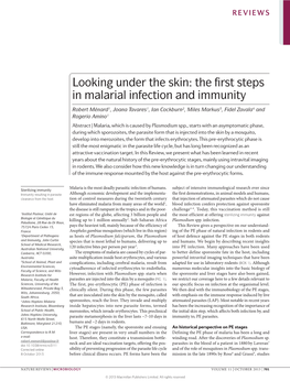 Looking Under the Skin: the First Steps in Malarial Infection and Immunity