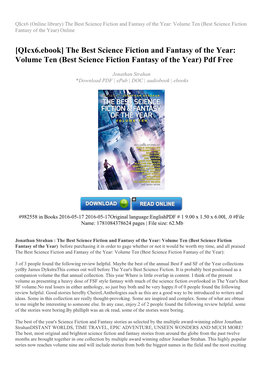 Volume Ten (Best Science Fiction Fantasy of the Year) Online