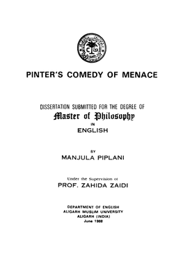 Pinter's Comedy of Menace