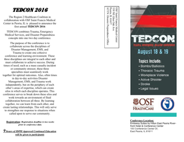 TEDCON 2016 TEDCON Day Activities Disaster Activities Disaster Day