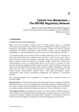 Cellular Iron Metabolism – the IRP/IRE Regulatory Network