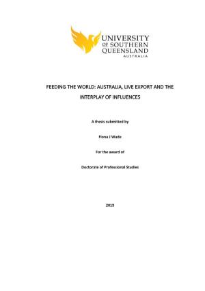 Australia, Live Export and the Interplay of Influences