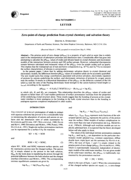 Zero-Point-Of-Charge Prediction from Crystal Chemistry and Solvation Theory