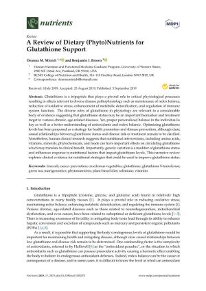 A Review of Dietary (Phyto)Nutrients for Glutathione Support