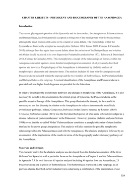 PHYLOGENY and BIOGEOGRAPHY of the ANASPIDACEA Introduction the Current Phylogenetic Position of the Syncari