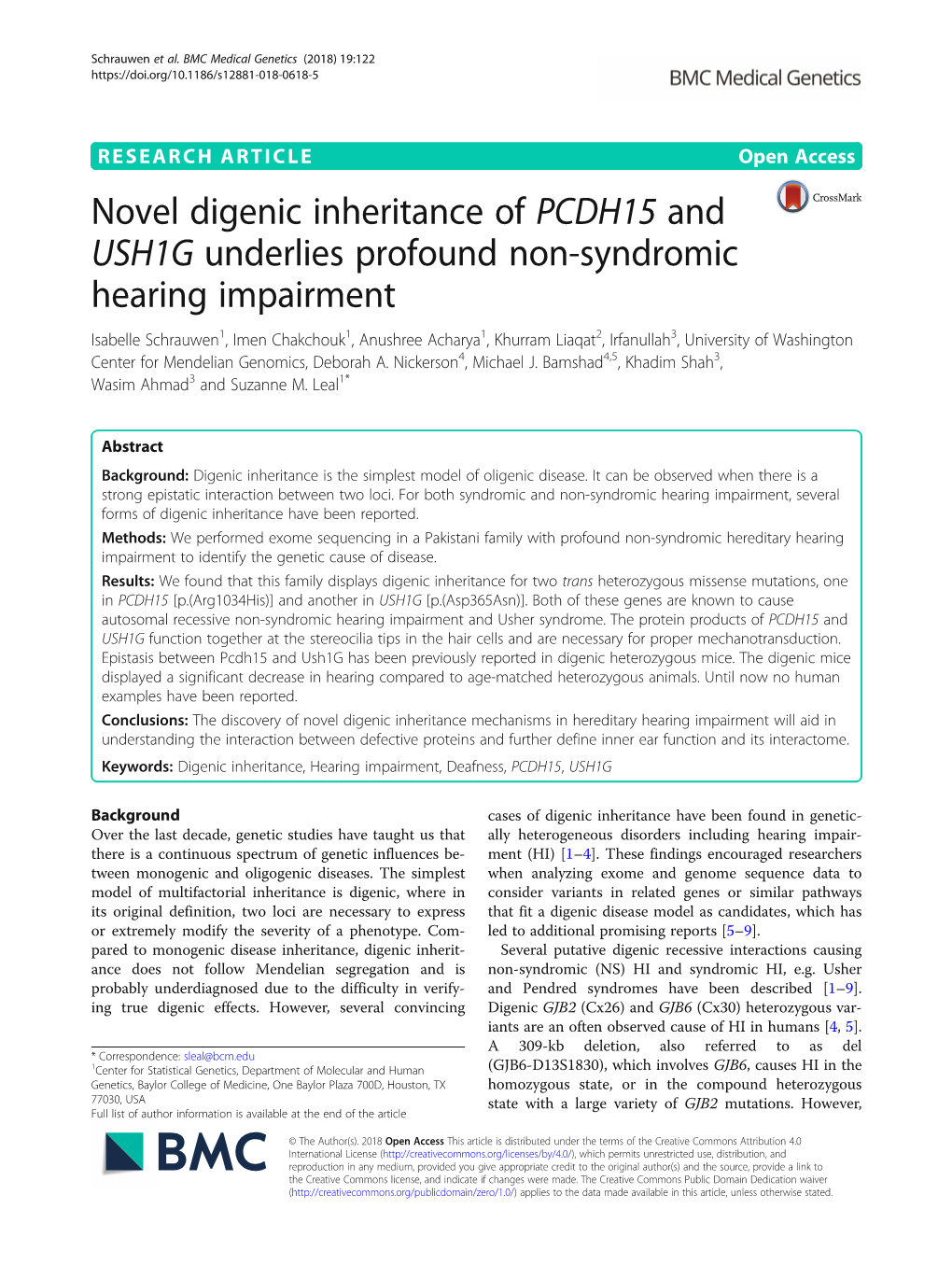 Novel Digenic Inheritance of PCDH15 and USH1G Underlies Profound